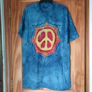 The Mountain XL Peace Tie Dye Acid Wash T